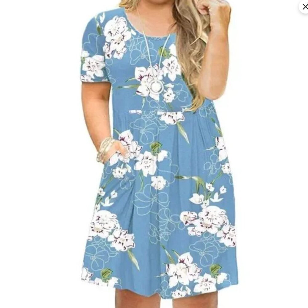 NWT Blue Floral Long Sleeve Dress - Picture 8 of 8